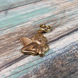 Brass Angel Charm With Round Spring Clip